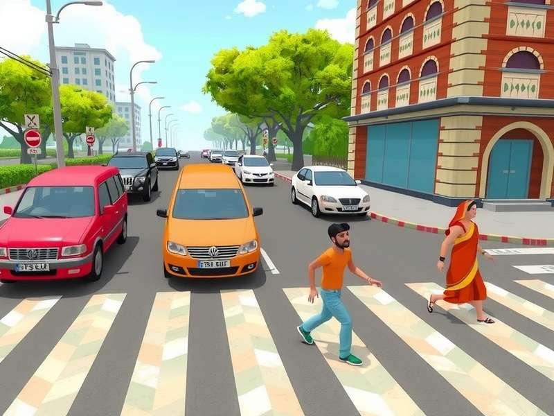 Crossy Road India gameplay screenshot showing Indian characters crossing busy streets